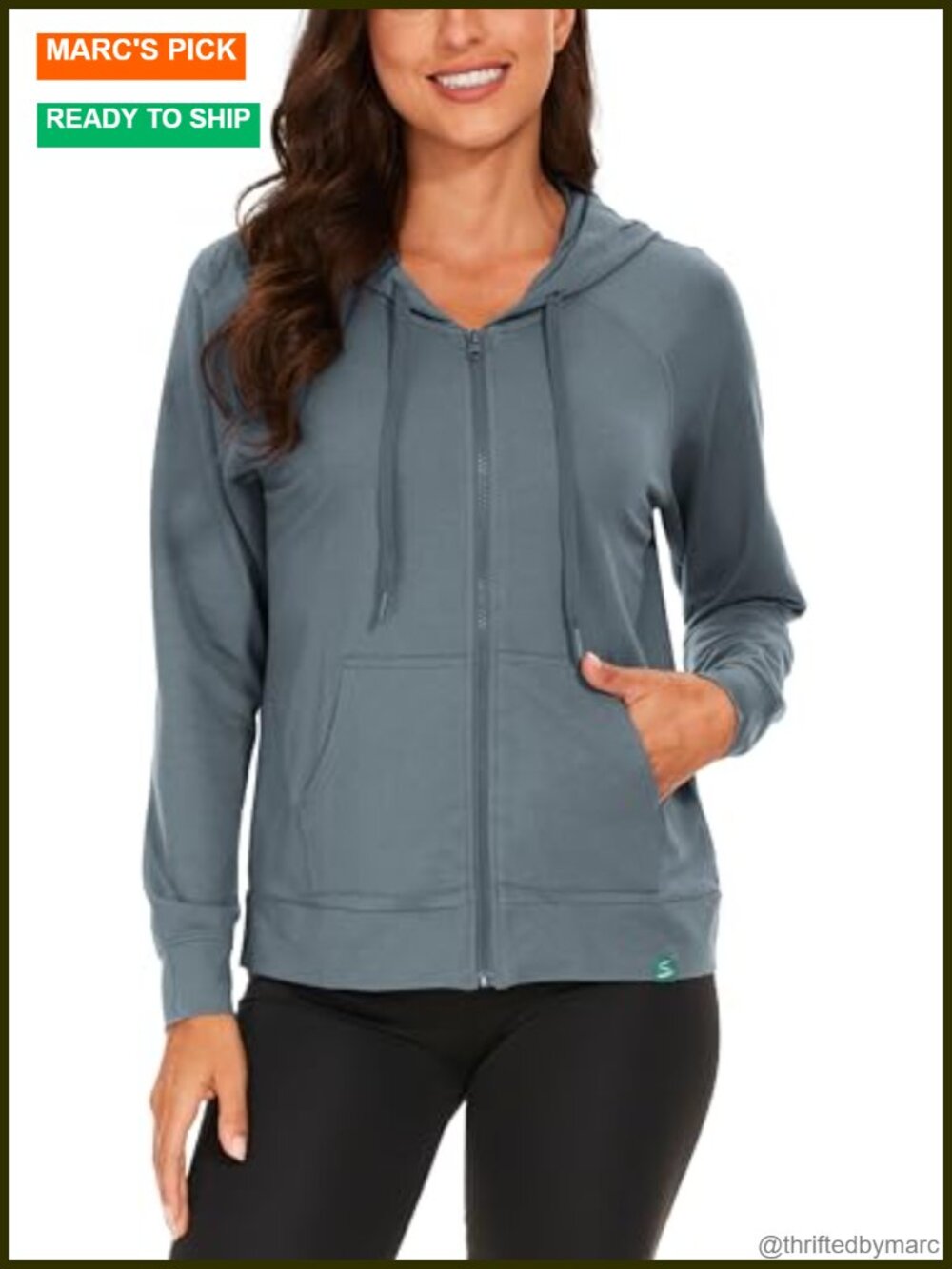 Women's Bamboo Viscose Full Zip Lightweight Terry Hoodie